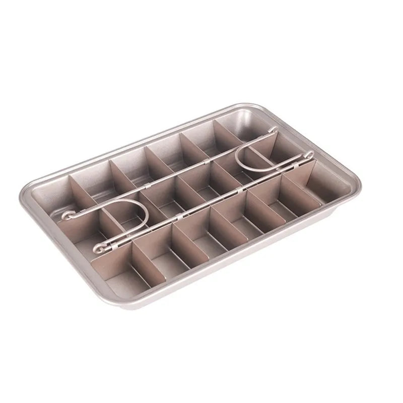 1pc Brownie Cake Pan With Dividers Stainless Steel Loaf Pan Non-Stick Square Lattice Muffin Baking Pan Blondie Bakeware