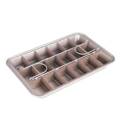 1pc Brownie Cake Pan With Dividers Stainless Steel Loaf Pan Non-Stick Square Lattice Muffin Baking Pan Blondie Bakeware