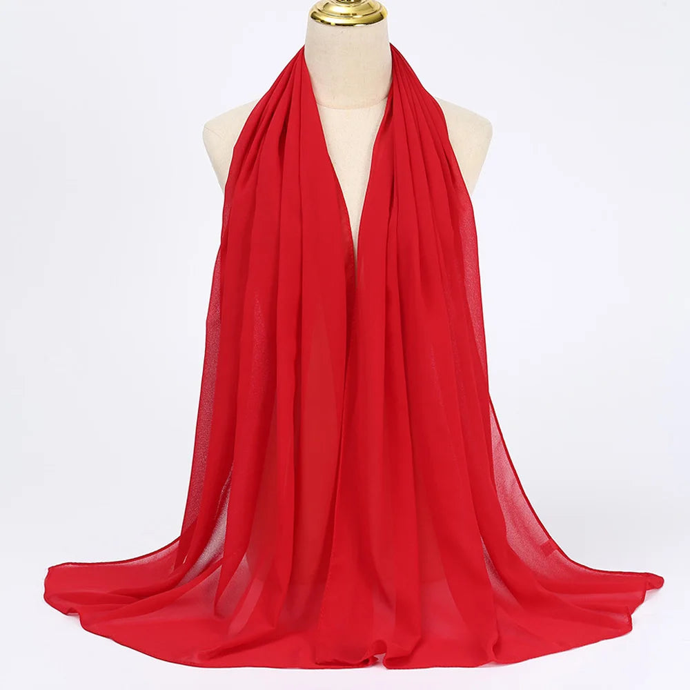 Muslim Chiffon Hijabs For Woman Long Solid Color Head Wrap For Women Shawls Scarves Ladies Muslim Veil Hijab