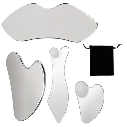 4 Pcs Stainless Steel Gua Sha Scraper Massager For Face Neck Body Guasha Massage Tool Face Massager