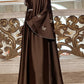 Muslim Women Abaya Dress 2 Piece Set Butterfly Satin Lace-up Morocco Caftan Inner Dress Musulman Ensembles Cadigan Outfit Suits