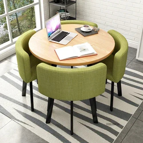 Nordic Round Dining Tables Set for Dining Room Furniture Kitchen Dining Table Set with 4 Chairs Home  Light Luxury Center Tables