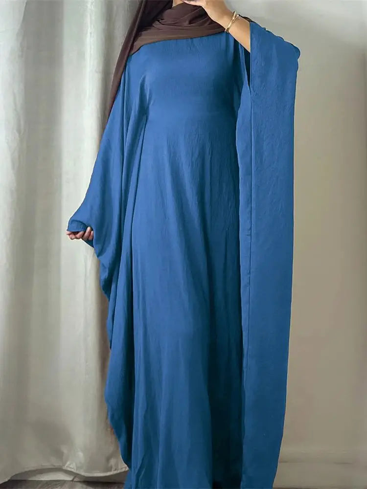 Ramadan Eid Soft Crepe Khimar Batwing Abaya Dubai Islam Muslim Modest African Dresses For Women Kaftan Kebaya Robe Femme Musulma