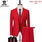 M-6XL 15 Colors ( Jacket+Vest+Pants ) Formal Business Office Men's Suits Groom Wedding Dress Party Dress Solid Color Suit