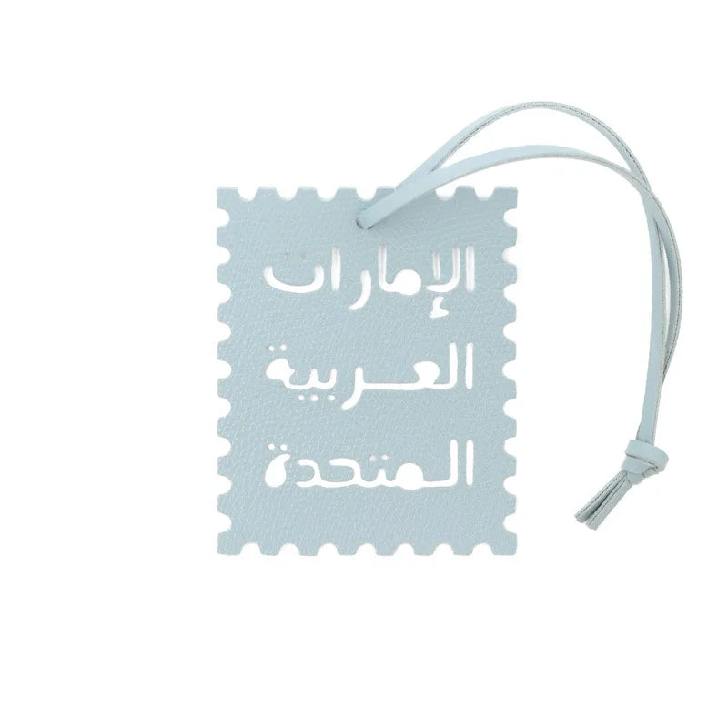 Square Leather UAE Letter Pendant Arabic Travel Label Hanging Ornament Women's Handbag Bag Pendant Personalized Creative Gift