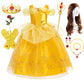 2026 Kid England Style Belle Deluxe Princess Costume Carnival Apparel Birthday Party Carnival Beauty and Beast Cosplay Dress