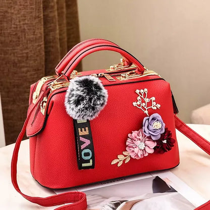 High-End Embroidered Soft Leather Women's Bag Large Capacity Commuter Contrast Color Small Square Bag Cloud Pattern Daily Use