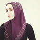 Muslim Square Scarf Women Fashion Rhinestone Hijab Arab Headwrap Turban Headband Pearl Chiffon Islamic Headscarf  Free Pin