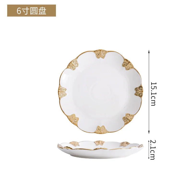 European Ceramic Phnom Penh Western-style Steak Plate Dining Room Characteristic Quadrilateral Tableware Household Dessert Plate