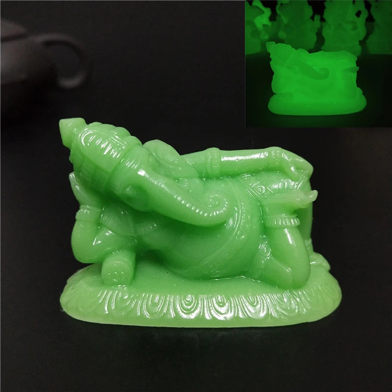 Golden Lying Ganesha Buddha Statue Elephant God Sculpture Ganesh Figurines Man-made Stone Home Garden Decoration Buddha Statues