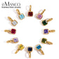 EMANCO Stainless Steel Classic Octagon Birthstone Charms 14K Gold Plated Pendant For DIY Jewelry Making Necklace