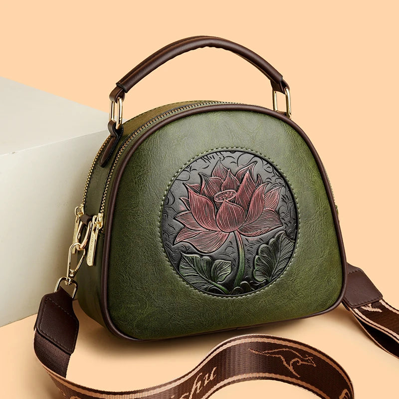 Vintage Handbag Women Shoulder Bag Luxurious Designer Round Bag High-quality Gift Embossed Printed Crossbody Purse for New Women