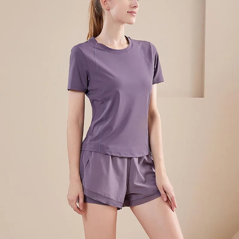 Seamless Women's Yoga Sports Set Workout Sportswear Gym Clothing Fitness Long Sleeve Crop Top High Waist Leggings Sports Suits