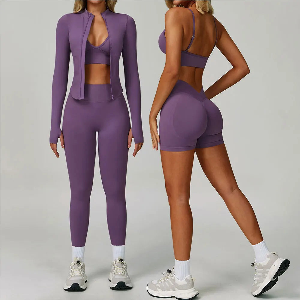 Yoga Set 2/3PCS Gym Clothes Women Tracksuit Workout Outfits Fitness Set Sportswear High Waist Leggings Sports Bra Athletic Wear