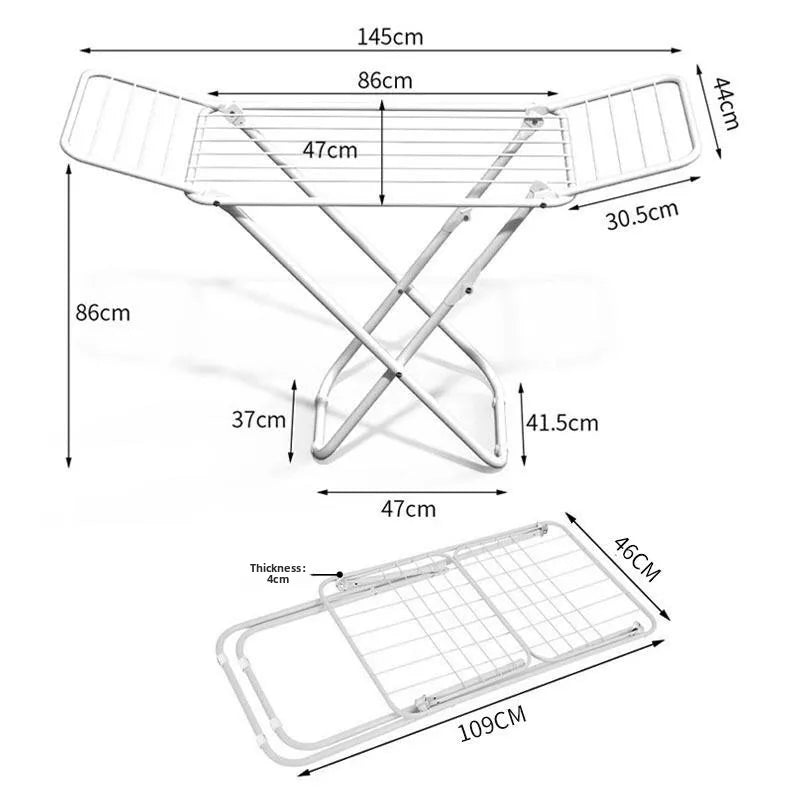 Simple Floor-Mounted Laundry Drying Rack Yangzi Footline Heater Balcony Stacking Easy-To-Use Clothes Drying Rack Home Use