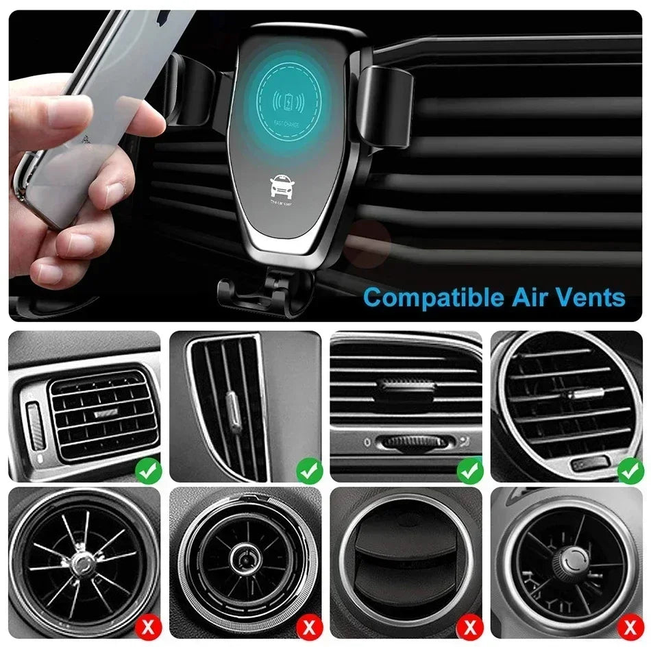 Fast Wireless Chargers Car For iPhone 17 16 15 14 13 12 Pro XS Max XR Samsung Xiaomi Wireless Charging Phone Car Holder Charger