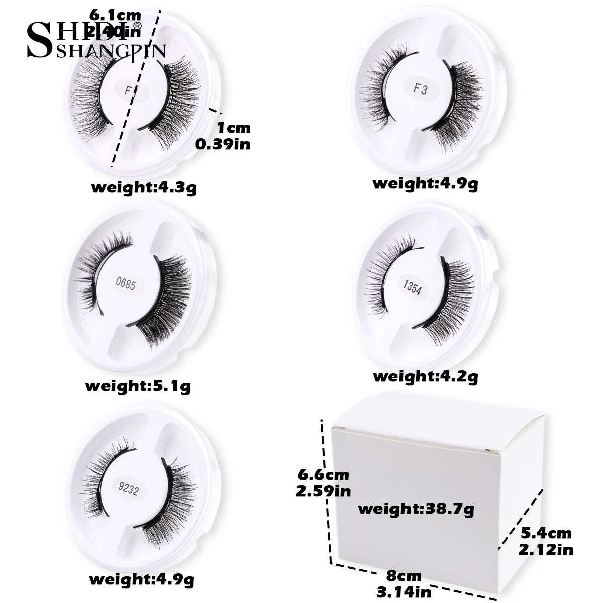 5 Styles 1 boxes Reusable Magnetic Eyelashes Tweezers Set Lash Extension Natural Curler 3-Step Press On False Eyelashes in bulk