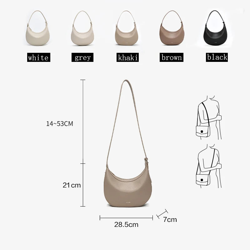 FOXER Brand PU Leather Women's Shoulder Bag Fashion Female Underarm Hobo Bag Crescent Half-moon Bag Travel Small Crossbody Bag