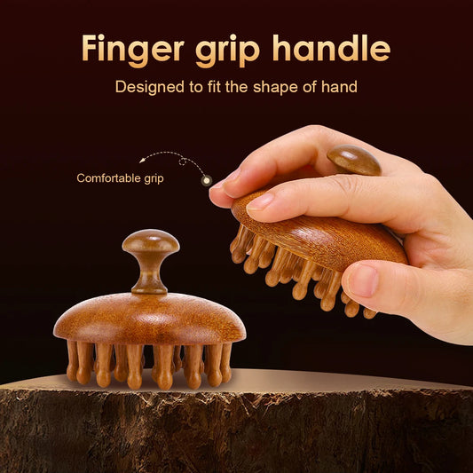 Multi-Functional Wood Massage Comb Scalp Head Massager Natural Sandalwood Circular Tooth Guasha Scraping Body Massager