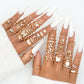 58PCS Vintage Heart Snake Butterfly Rings Set for Women Fashion Metal Gold Plated Geometric Hollow Finger Ring Jewelry Gifts New
