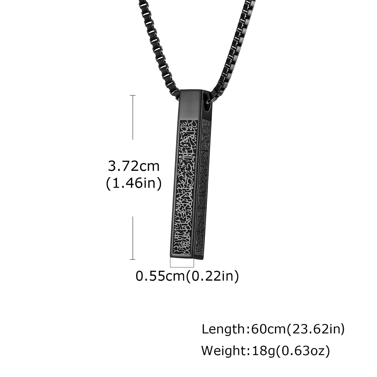 Allah Arabic Vertical Necklaces for Men Women,Muslim Pendant Ayatul Kursi Necklace,Islam Eid Ramadan Islamic Jewelry Gifts
