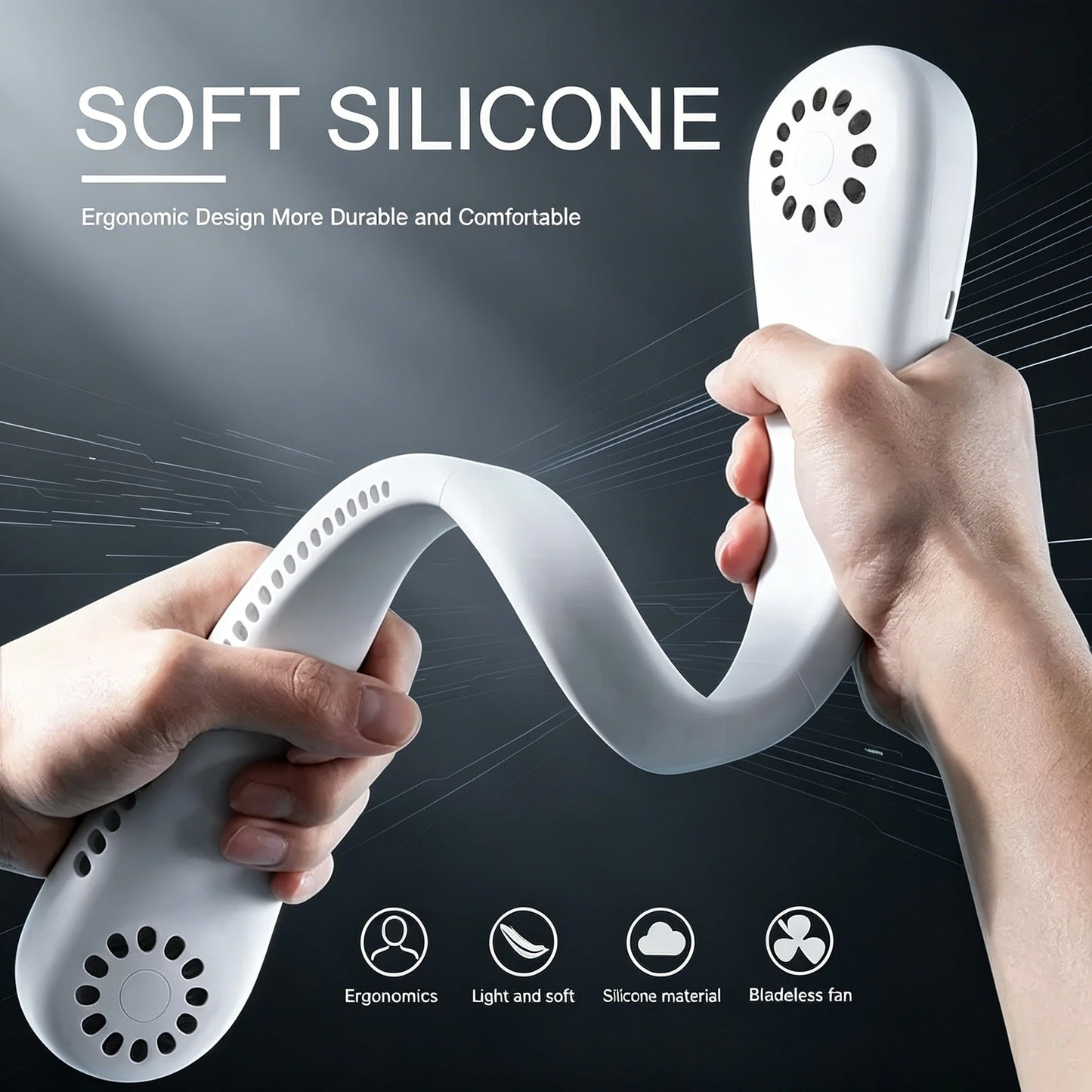 New Arrival Bladeless Hanging Neck Fan 3 Adjustable Speed USB Recharge Mini Portable Air Cooler Long Battery Life Outdoor Gym Su