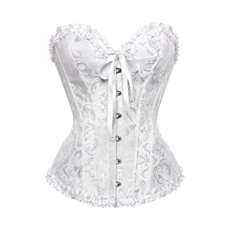 BurVogue Women Lace Up Sexy Floral  Boned Corset Overbust Body Shaper BustierLingerie Bodyshaper Top Corsets Top