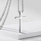 Vnox Cross Necklace for Men Women, Silver Color Plain Alloy Metal Cross Pendant Collar with Stainless Steel Box Chain