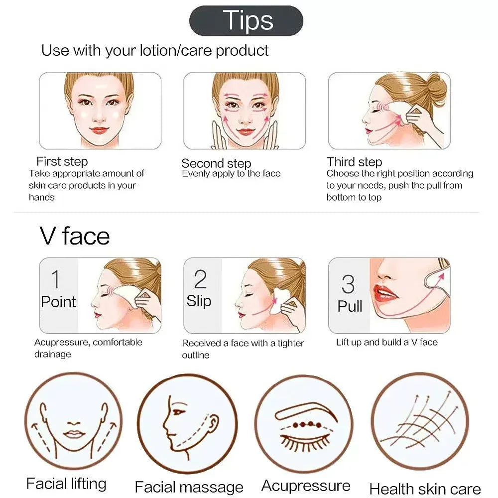 3Pcs Gua Sha Scraper Board Roller Massage Guasha for Face Neck Skin Lifting Wrinkle Remover Beauty Face Care SPA Massage Set