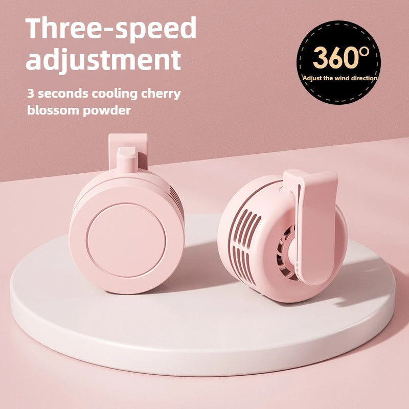 Mini Clip Fans Hanging Waist Neck Fan Girl Electric Air Cooling Fan 900mah USB Leafless Fan 3 Speeds Portable Cooler Air