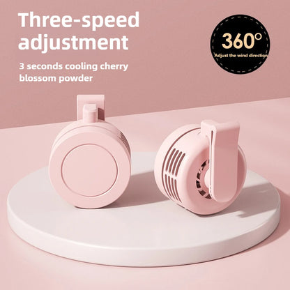 Mini Clip Fans Hanging Waist Neck Fan Girl Electric Air Cooling Fan 900mah USB Leafless Fan 3 Speeds Portable Cooler Air