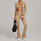 3PCS Women's Seamless Yoga Sets Sports Jackets Bra Flared-pants Suits Slim Fit Hip-Lifting Tracksuits Fitness Gym Workout Sets