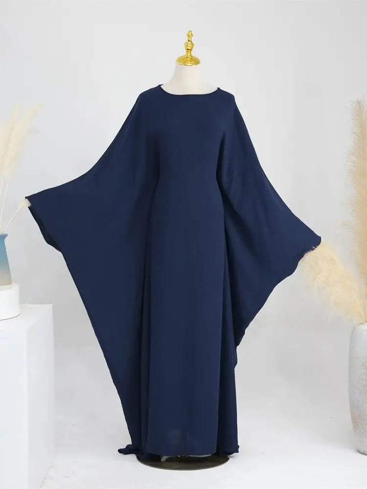 Ramadan Eid Soft Crepe Khimar Batwing Abaya Dubai Islam Muslim Modest African Dresses For Women Kaftan Kebaya Robe Femme Musulma