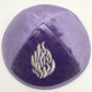 Judaical Velvet Kippah with Embroidery Of Fire for Men Yamaka Hat Kippot Royal Blue Grey 18cm