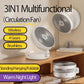 5000mAh Rechargeable 3 IN 1 Multifunctional Fan 4 Speed 90° Folding Wall Mounted Portable Fan with Warm Night Light