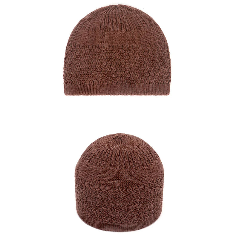 Winter Knitted Muslim Men Prayer Hats Unisex Beanies Cap Warm Islamic Ramadan Jewish Kippah Homme Hat Men's Wrap Head Caps