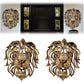 Gold Hollow Lion Head Statue Lion Head Shape Powerful Symbolism Lion Head Wall Mounted Resin Art Large Lion Head Sculpture