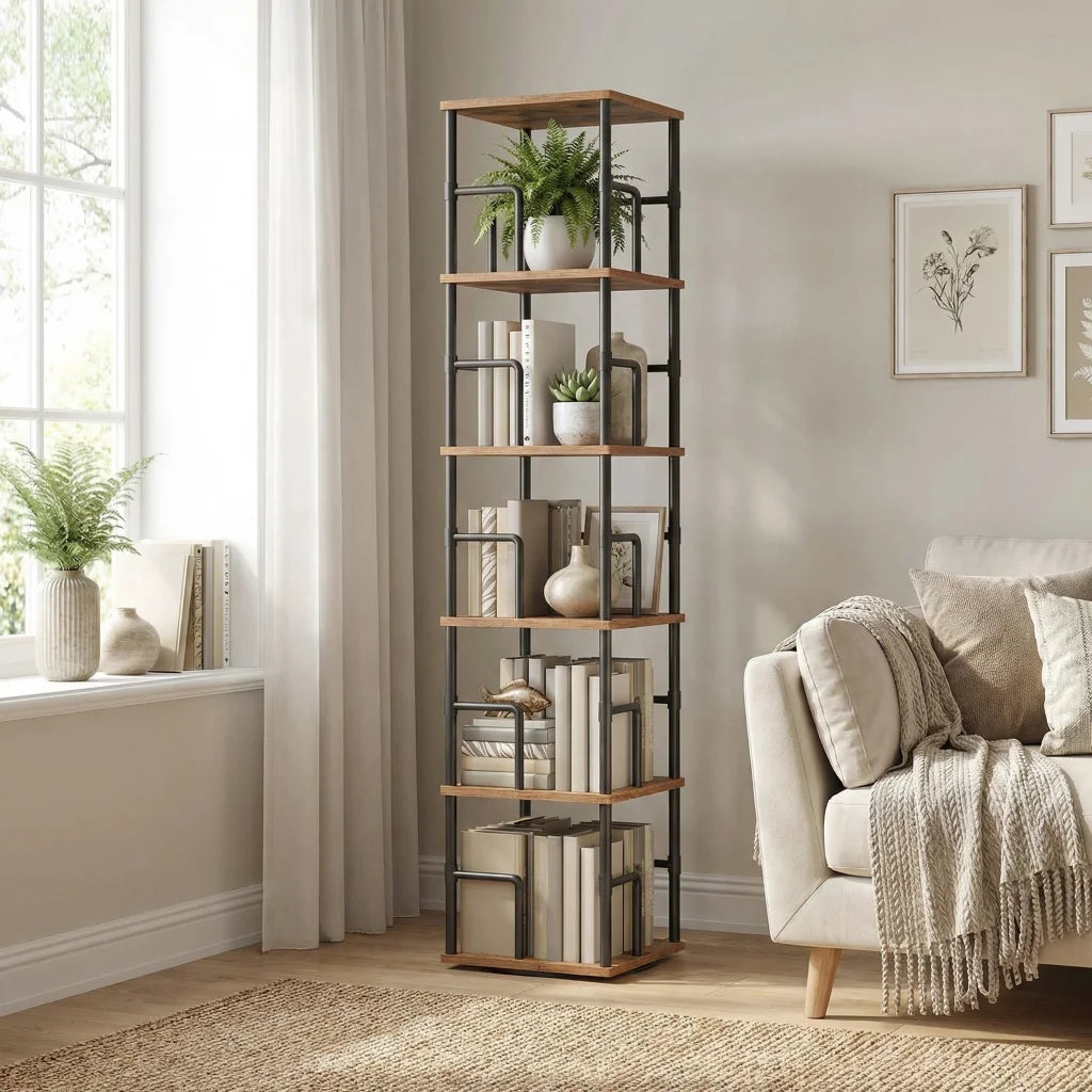 5-Tier 360° Rotating Display Book Shelf for Home Decor and Storage 3/4/5 Tier Spin Vertical Space Saver