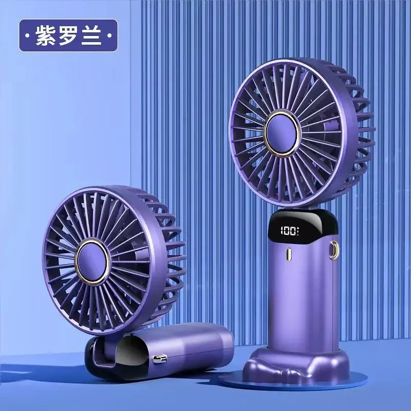 Mini Handheld Fan Foldable Neck Hanging Fan 5 Speed USB Rechargeable Portable Cool Fan with LED Digtal Display Low Noise Summer
