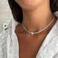 Certified Full Moissanite Riviera Tennis Necklace with Waterdrop Diamond Pendant for Women 925 Sterling Silver Adjustable Choker