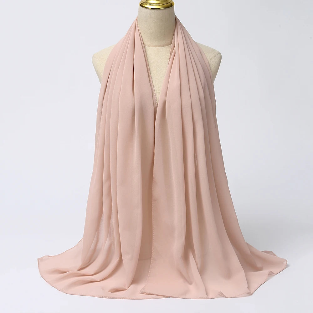 Muslim Chiffon Hijabs For Woman Long Solid Color Head Wrap For Women Shawls Scarves Ladies Muslim Veil Hijab