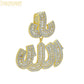 Iced Out Muslims Allah Pendant Necklace Silver Color Pave Zircon CZ Letter Charm Bling Women Men Hip Hop Jewelry