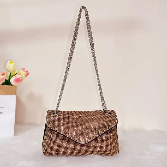 JIOMAY New Rhinestone Bag for Women Shiny Mini Silver Clutch Bag Girls Chain Crossbody Bag Wholesals Items For Small Business