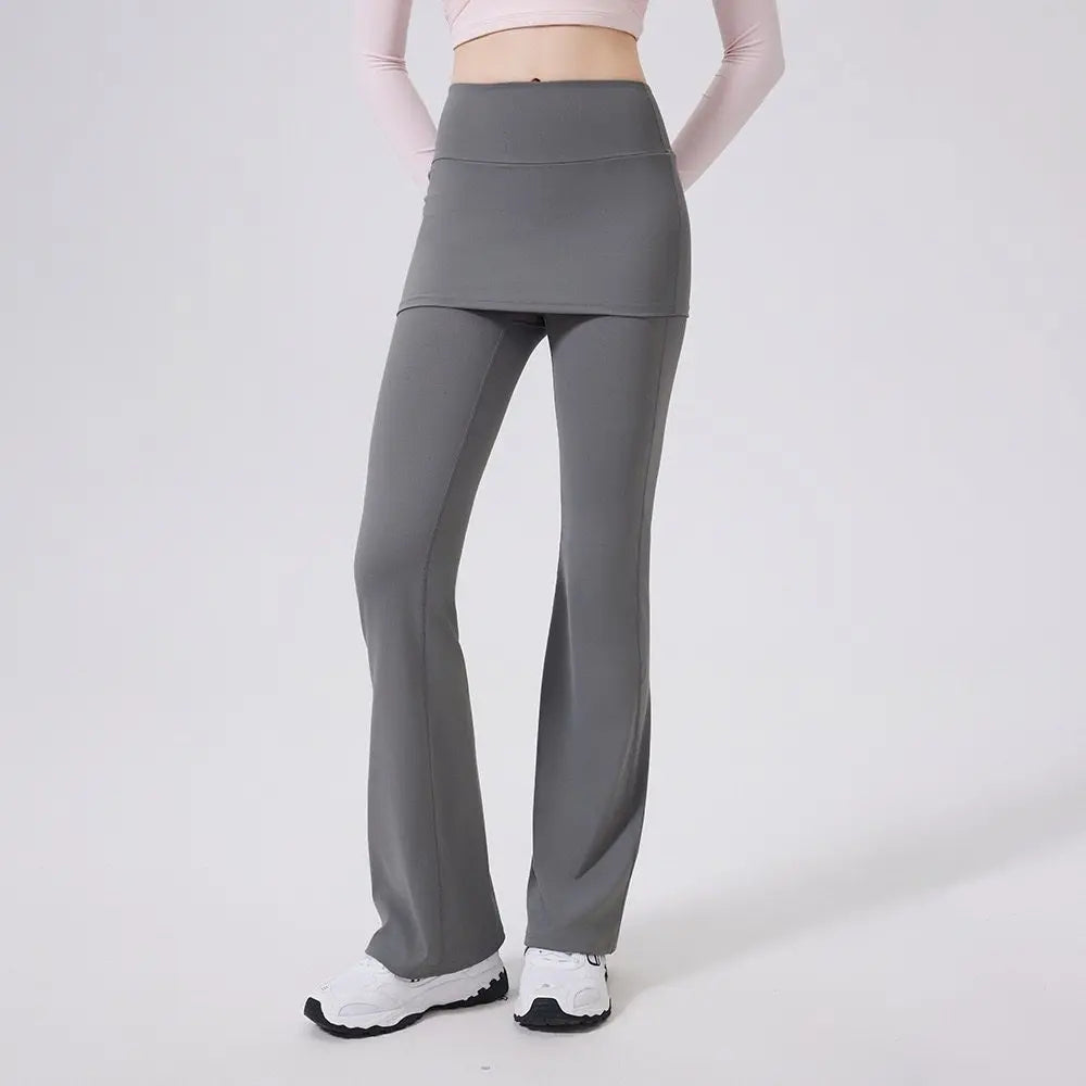 Women's High-Waist Yoga Pants Flared Sports Pants Hip Covering Skirt Running Leggings Dance Training Pilates Fitness Trousers