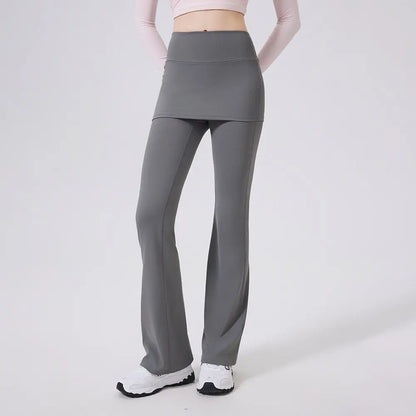 Women's High-Waist Yoga Pants Flared Sports Pants Hip Covering Skirt Running Leggings Dance Training Pilates Fitness Trousers
