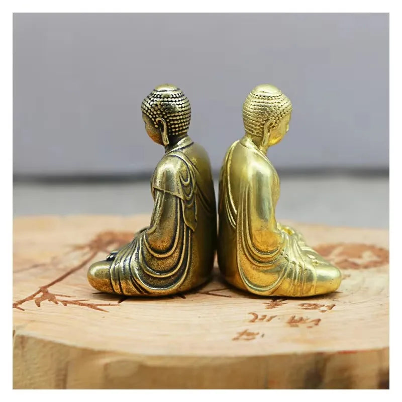 Mini Brass Buddha Statue Pocket Zen Buddha Copper India Thailand Figure Sculpture Home Office Desk Car Decorative Ornament