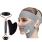 3-Piece Face Sculpting Mask&Face Massage Roller&Gua Sha Tool,Reusable AdjustableV-shaped Face Bandage,Portable Body Massage Tool