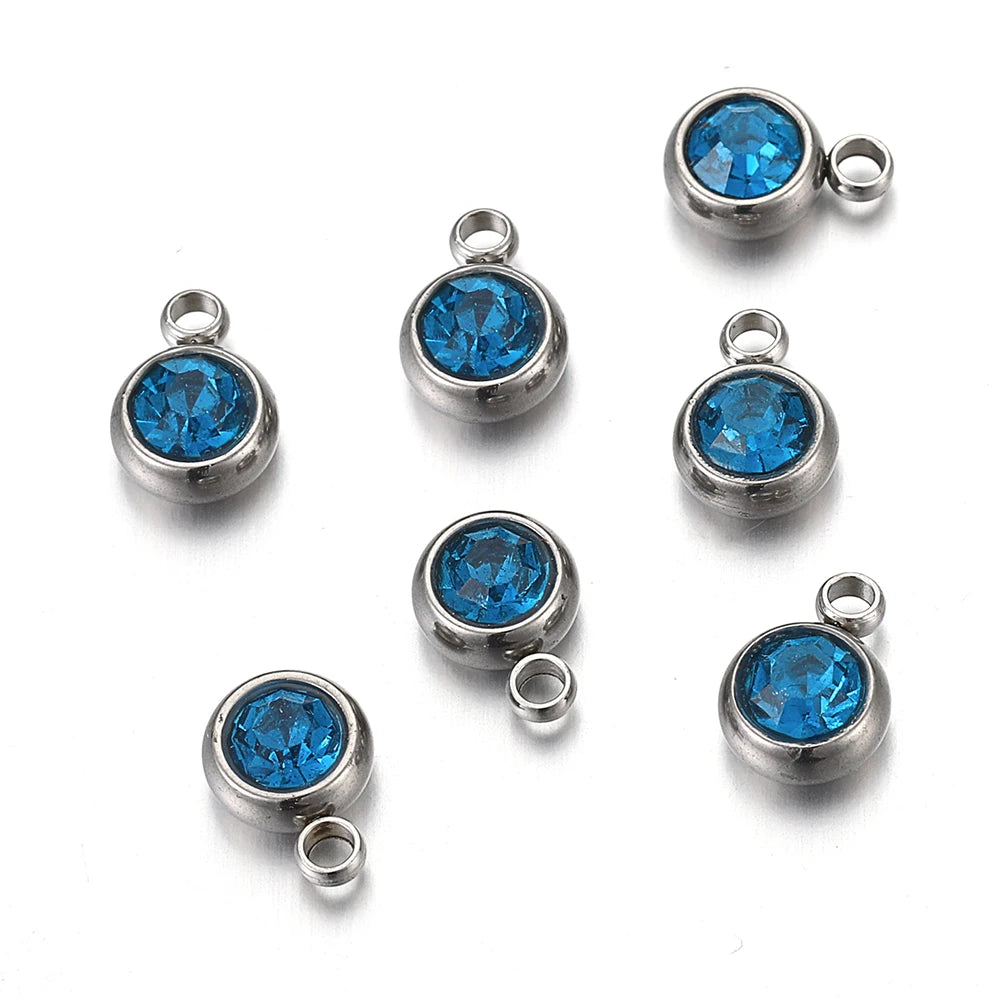 20pcs 6mm Stainless Steel Rhinestone Beads Gold Color Crystal Charms Pendants for Necklace Bracelet Jewelry Making Charm DIY