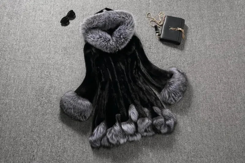 Hooded Loose Faux Fur Jacket Women Thick Autumn Winter Korean Maxi Coat Long Warm Luxury Fur Parkas Bontjas Furry Outerwear