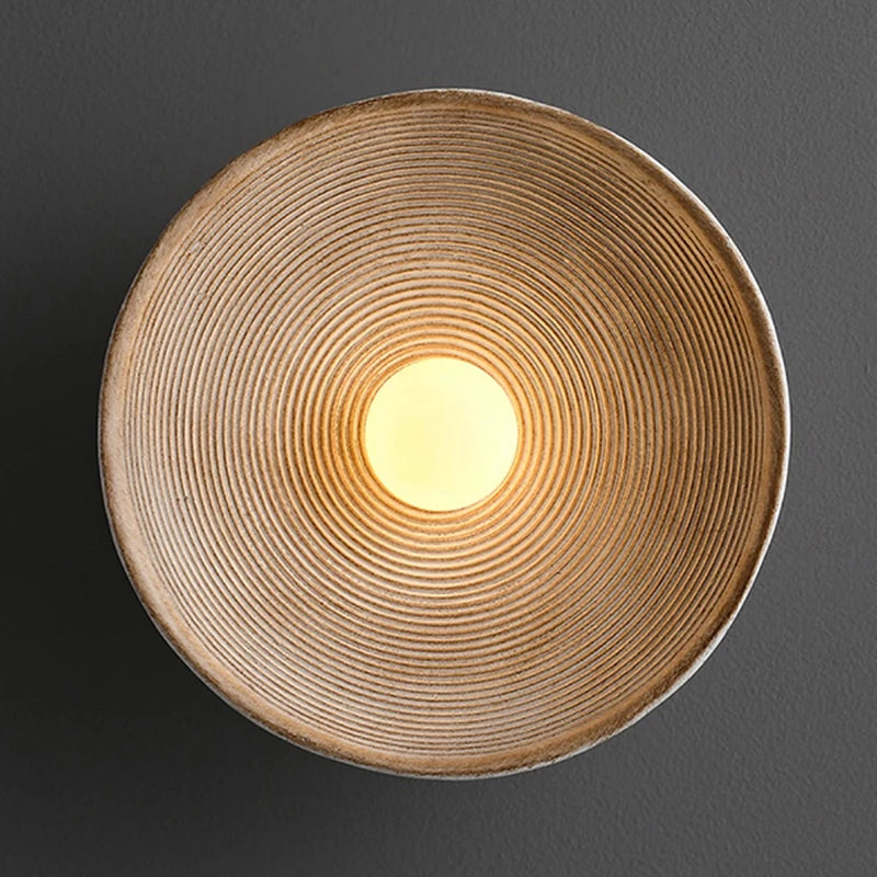 Nordic Creative Retro Round Wall Lamp Wabi-sabi Resin Sconces for Living Room Bedroom Bedside Hotel Corridor Decor Lighting